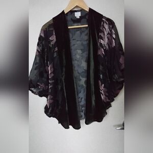 Floral Sheer Black and Pink Women's Cover Up
